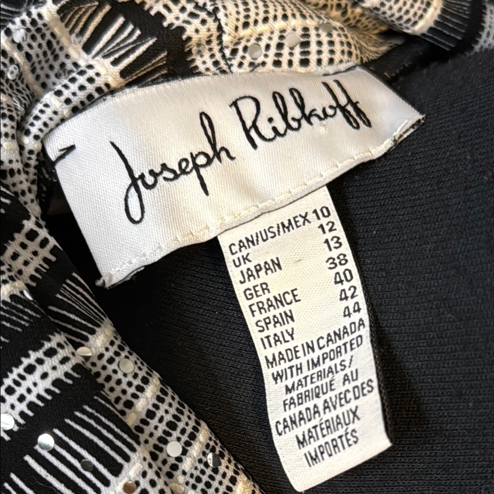 Joseph Ribkoff Women’s 10 Black and White Asymmetrical Tunic Cowl Layered - Picture 2 of 7